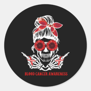 Adesivo Sunflower Messin Skull Red Ribbon Cancer sanguíneo