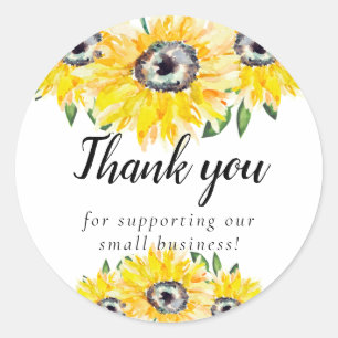 Adesivo Sunflower Obrigado Pequena Empresa Script Boutique