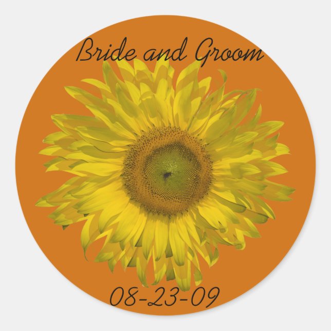 Adesivo Sunflower on Orange Wedding Envelope Seals (Frente)
