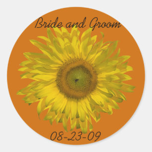 Adesivo Sunflower on Orange Wedding Envelope Seals