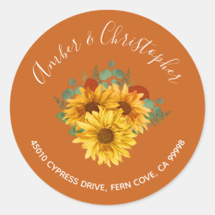 Adesivo Sunflower Rust Rosas Endereço Casal Envelope Seal