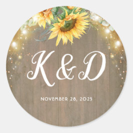 Adesivo Sunflower Rustic Country String Luzes Casamento