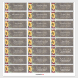 Adesivo Sunflower Rustic Fall Guest Names Endereço Etiquet