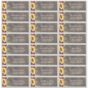 Adesivo Sunflower Rustic Fall Guest Names Endereço Etiquet