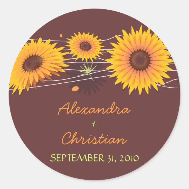 Adesivo Sunflower Save The Date Weding Anúncio 3 (Frente)