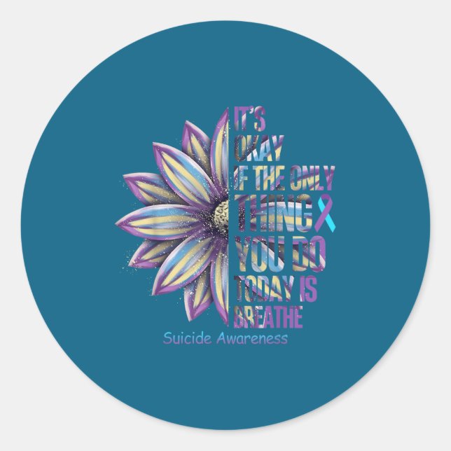 Adesivo Sunflower Suicide Prevention Awareness Week Teal P (Frente)
