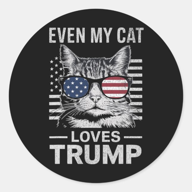 Adesivo Sungles Usa Flag Até Meu Gato Adora Trump (Frente)