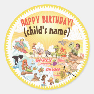Adesivo Sunny California Beach Birthday Sticker