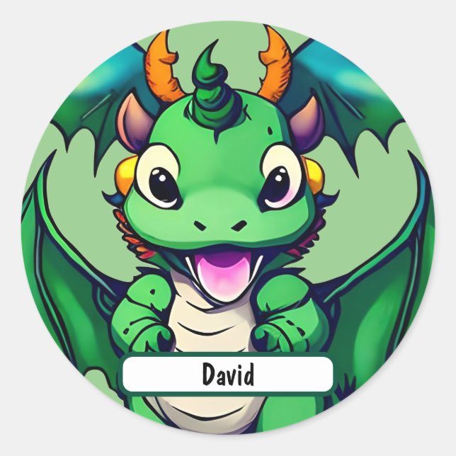 Adesivo Sunny, O Dragão Amigável Com O Nome Personalizado (Frente)