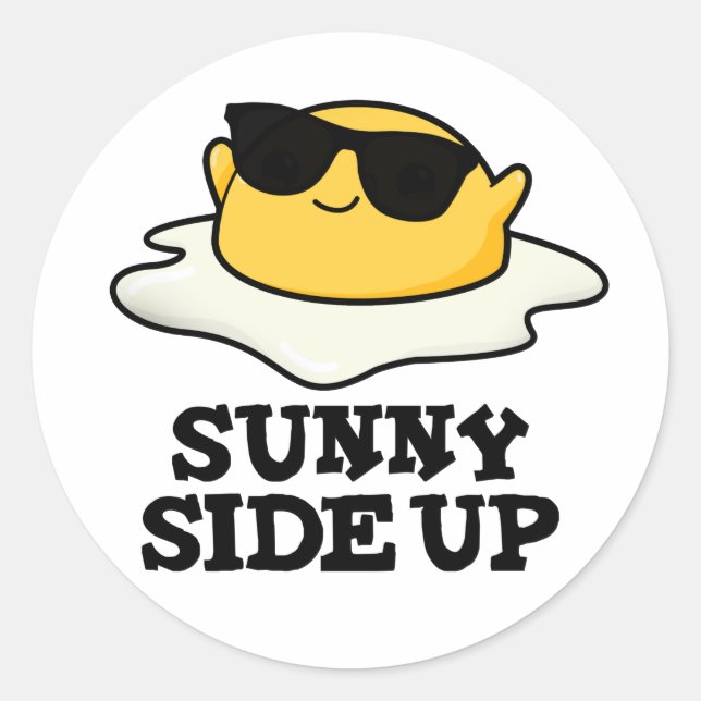 Adesivo Sunny Side Up Engraçado Fritado Ovo Pun (Frente)