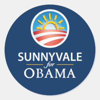 Adesivo Sunnyvale para Obama Round Sticker - Azul