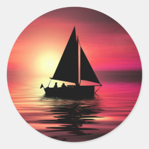 Adesivo Sunset, Barco à vela no mar-39186