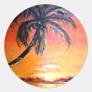 Adesivo Sunset tropical, pintura de arte,
