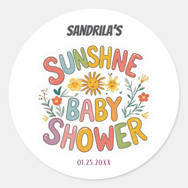Adesivo  Sunshine Baby Shower (Frente)