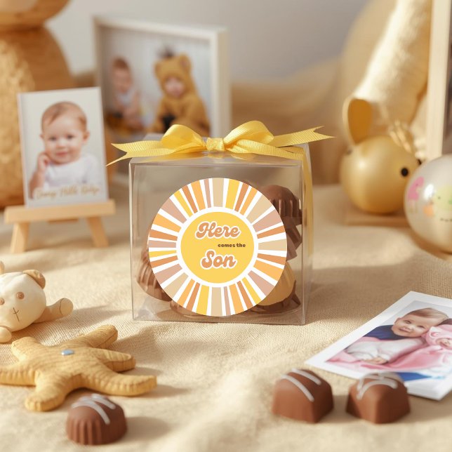 Adesivo Sunshine Baby Shower Boho Retro Yellow Sunshine (Criador carregado)
