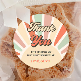 Adesivo Sunshine Retro Rainbow Obrigado Festa de aniversár