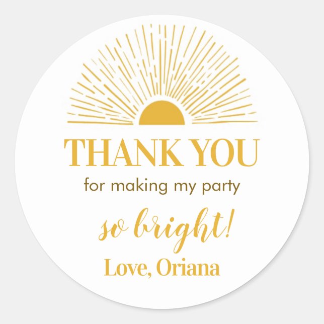 Adesivo Sunshine Sticker Rotula Chá de fraldas de Aniversá (Frente)