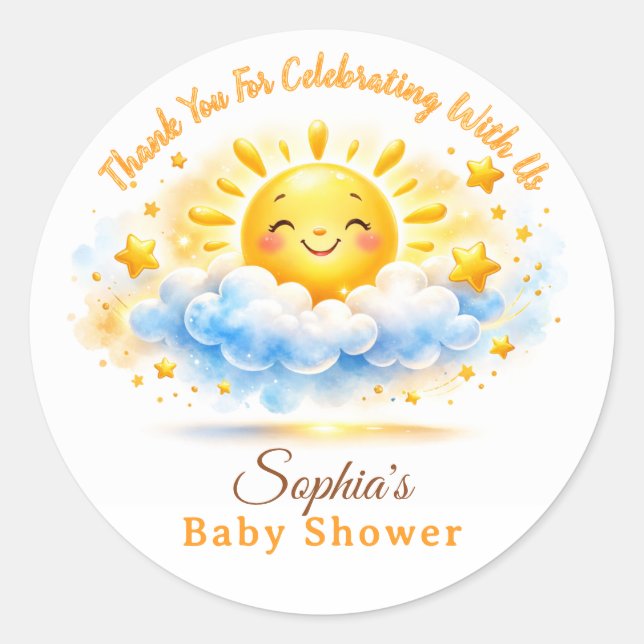 Adesivo Sunshine Theme Baby Shower Cake Toppers (Frente)