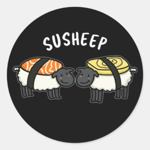 Adesivo Suovina Funny Sushi Sheep Pun Dark BG