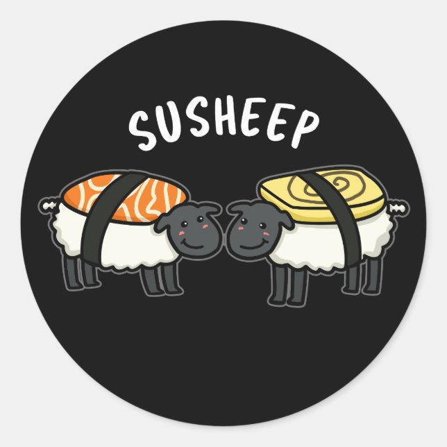 Adesivo Suovina Funny Sushi Sheep Pun Dark BG (Frente)