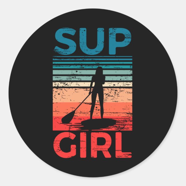 Adesivo SUP Girl Stand Up Paddando Conselho Surfing (Frente)
