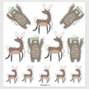 Adesivo Super bonitinho Bears e Reindeer Christmas