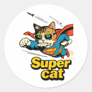 Adesivo Super Gato Voando com Peixe 