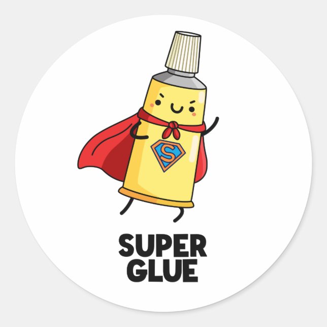 Adesivo Super Glue Funny Super Hero Pun (Frente)