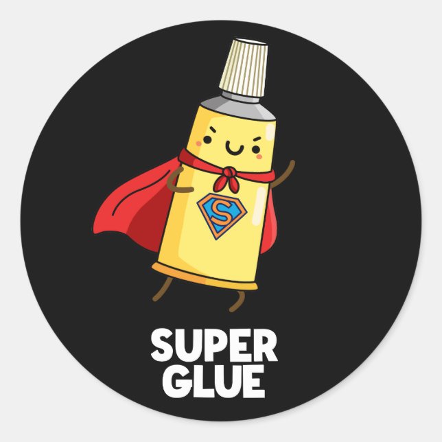 Adesivo Super Glue Funny Super Hero Pun Dark BG (Frente)