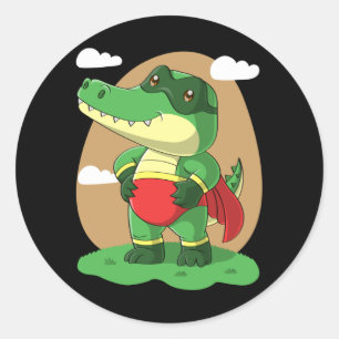 Adesivo Super-herói do crocodilo bonito