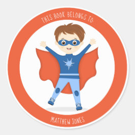 Adesivo Super-herói Este Livro Pertence ao Classic Round S