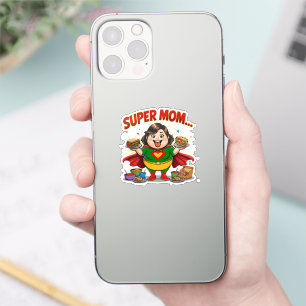Adesivo Super Mãe Foodie Cartoon Engraçado 