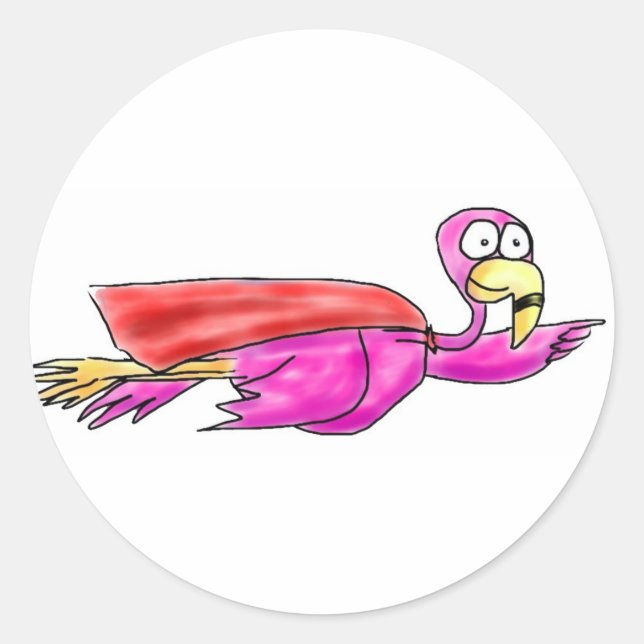 Adesivo Super Pink Flamingo Fyling Cape Whimsics Art (Frente)