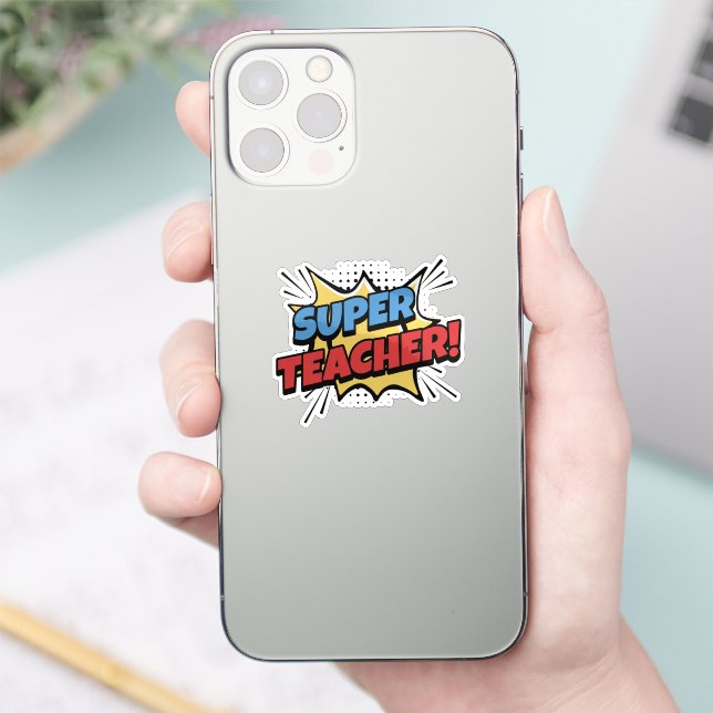 Adesivo Super Professor Estilo Quadrinhos (Telefone)