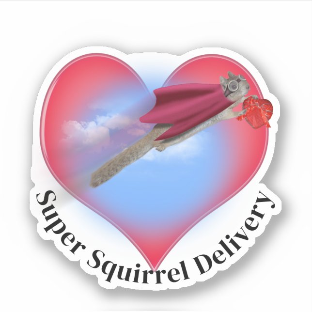 Adesivo Super Squirrel Delivery Valentine's Day (Frente)