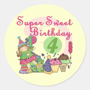 Adesivo Super Sweet 4th Birthday T-shirts e presentes