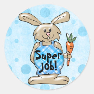 Adesivo Super Trabalho! Tan Bunny sobre a Recompensa Azul