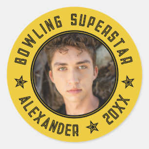 Adesivo Superestrela do Boliche Moderno Nome Amarelo Foto
