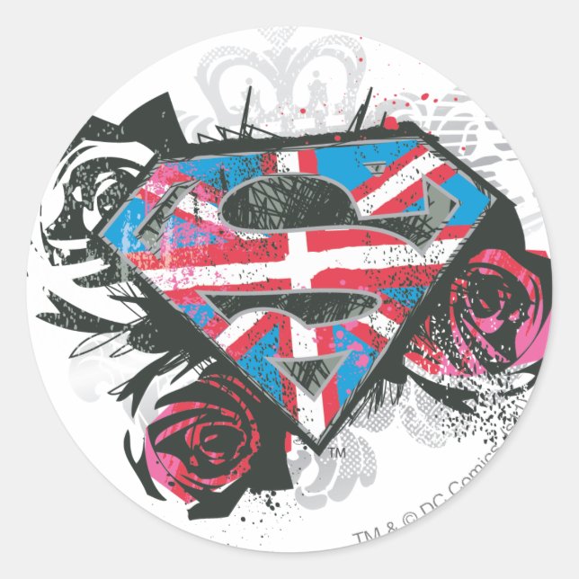 Adesivo Supergirl British Flag e Rosas (Frente)