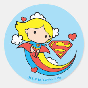Adesivo Supergirl Chibi Voando Arco-Íris