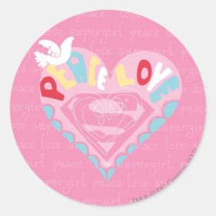 Adesivo Supergirl Peace and Love Pink