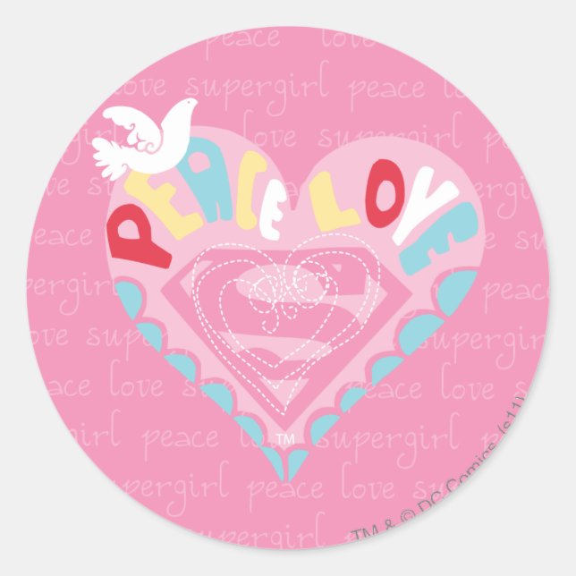 Adesivo Supergirl Peace and Love Pink (Frente)