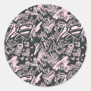 Adesivo Supergirl Pink e Black Scribbles