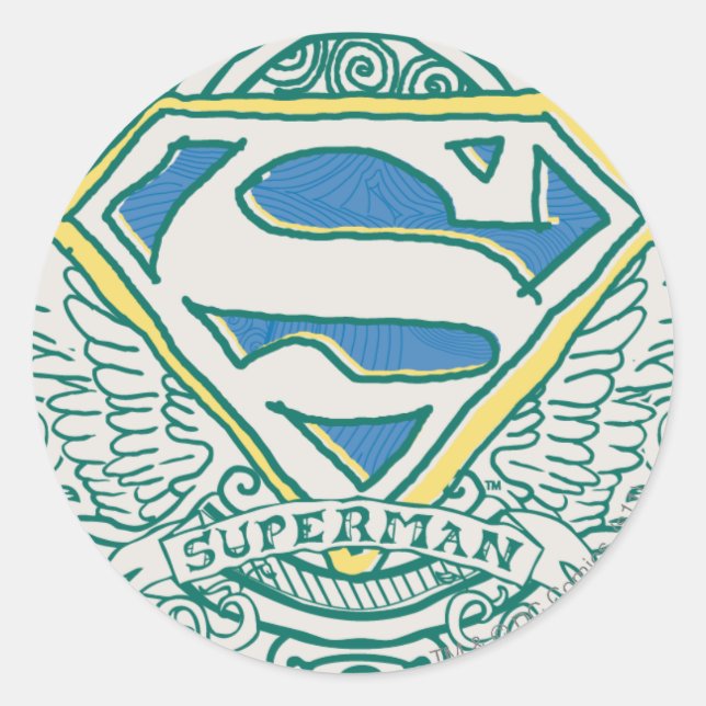 Adesivo Superman Estilizado | Logotipo de Wings e Name (Frente)