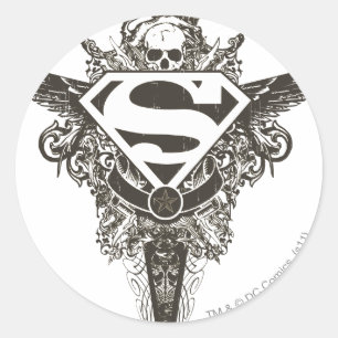 Adesivo Superman Stylized Star and Skull White Logo