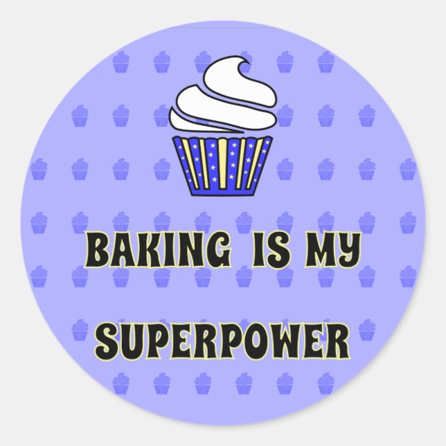 Adesivo Superpotência de panificação de cupcake azul (Frente)