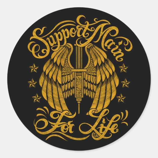 Adesivo Suportar Asas Amarelas Grunge Principais (Frente)