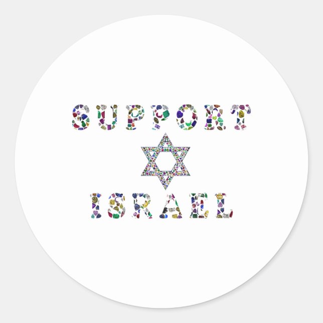 Adesivo Suportar Israel - Design Gemstone Lettering (Frente)
