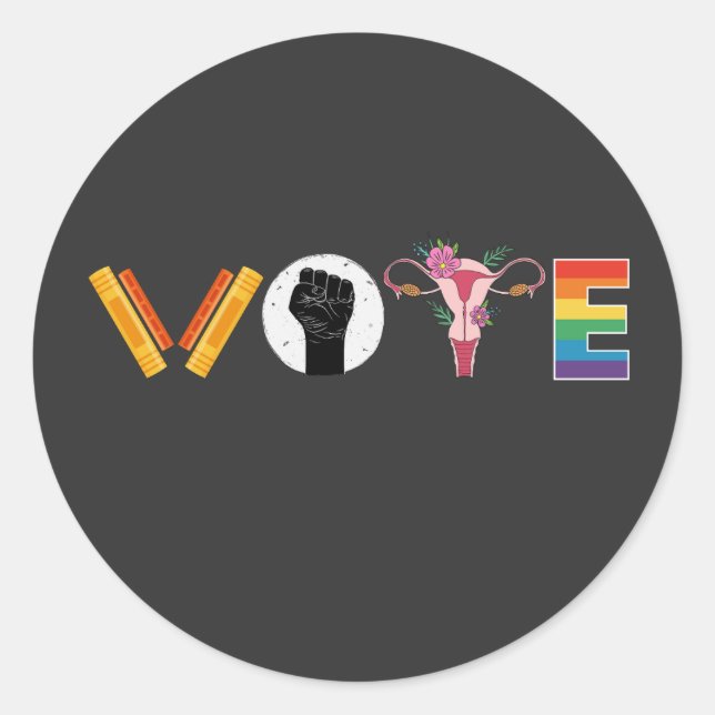 Adesivo Suporte a Uterus LGBT nos Livros de VOTO (Frente)
