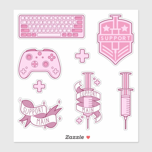 Adesivo Suporte ao Gamer Sticker Pink Principal (Folha)